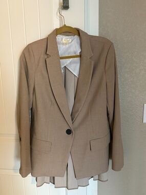Anthropologie Maeve Taupe Single-Button Blazer